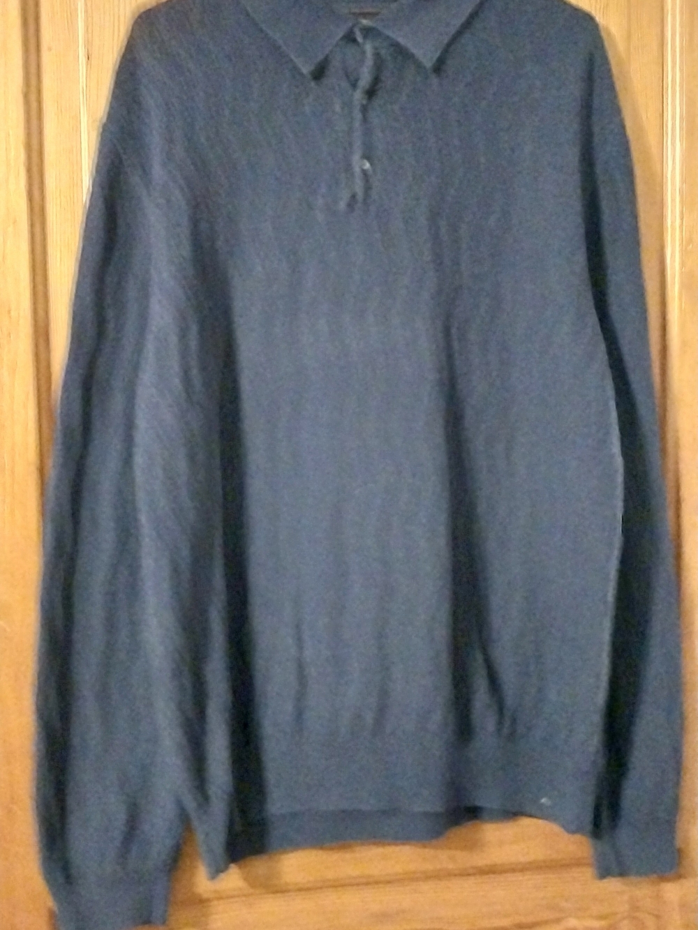 Reserved Men's Dark Blue Polo Collar Crewneck Sweater